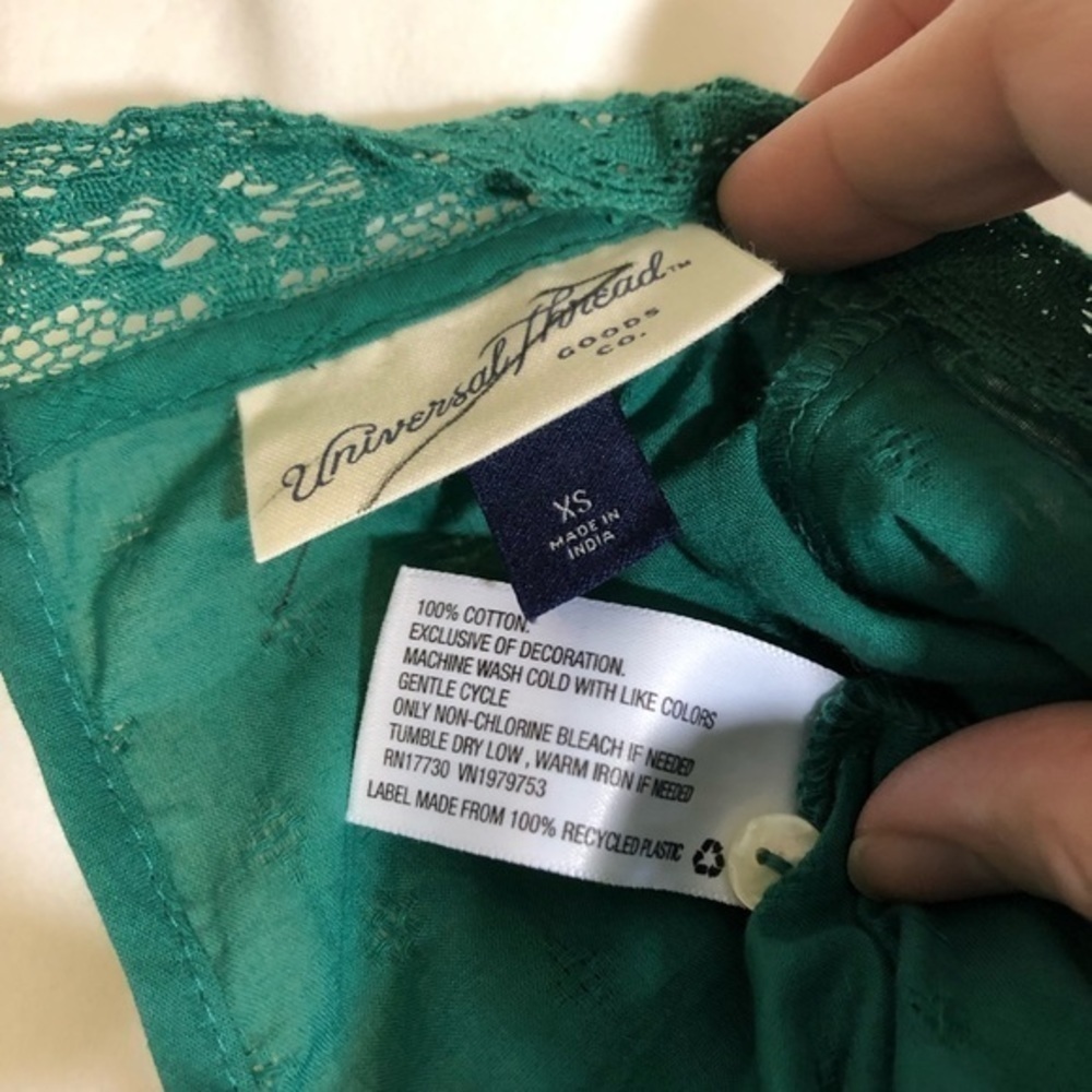 NWOT Teal Green Crochet Trim High Neck Peasant Top Blouse Puff Sleeve New - Picture 5 of 11